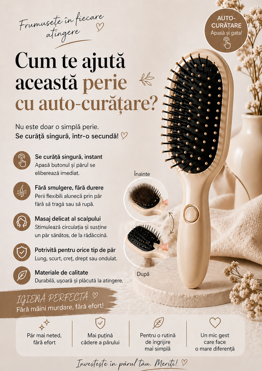 ✨Perie Auto-Curățare Premium pentru Păr